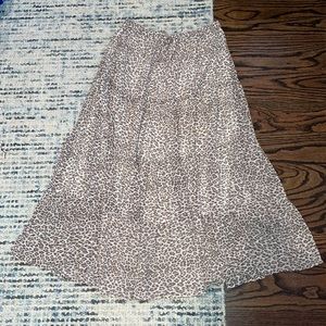 Cheetah print ruffled midi skirt